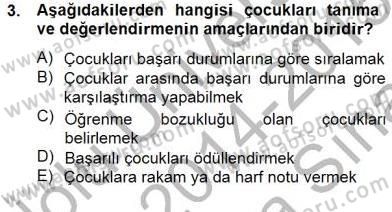 Çocukları Tanıma Teknikleri Dersi 2014 - 2015 Yılı (Vize) Ara Sınav Soruları 3. Soru