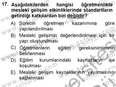 Öğretmenlikte Mesleki Gelişim Dersi 2012 - 2013 Yılı (Vize) Ara Sınavı 17. Soru