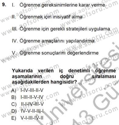 Öğretmenlikte Mesleki Gelişim Dersi 2012 - 2013 Yılı (Vize) Ara Sınavı 9. Soru