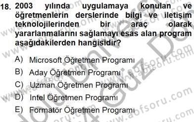 Öğretmenlikte Mesleki Gelişim Dersi 2013 - 2014 Yılı (Final) Dönem Sonu Sınavı 18. Soru