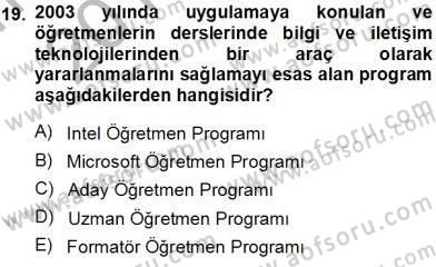 Öğretmenlikte Mesleki Gelişim Dersi 2013 - 2014 Yılı Tek Ders Sınavı 19. Soru