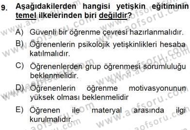 Öğretmenlikte Mesleki Gelişim Dersi 2014 - 2015 Yılı (Vize) Ara Sınavı 9. Soru