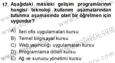 Öğretmenlikte Mesleki Gelişim Dersi 2014 - 2015 Yılı (Final) Dönem Sonu Sınavı 17. Soru