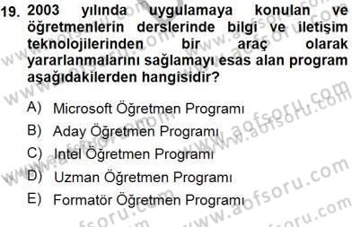 Öğretmenlikte Mesleki Gelişim Dersi 2014 - 2015 Yılı (Final) Dönem Sonu Sınavı 19. Soru