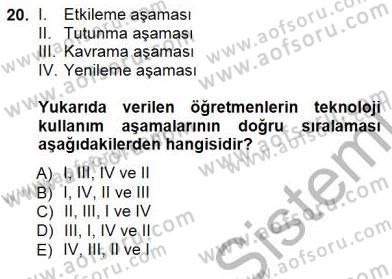 Öğretmenlikte Mesleki Gelişim Dersi 2014 - 2015 Yılı (Final) Dönem Sonu Sınavı 20. Soru