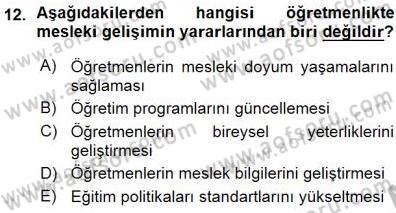 Öğretmenlikte Mesleki Gelişim Dersi 2015 - 2016 Yılı (Vize) Ara Sınavı 12. Soru