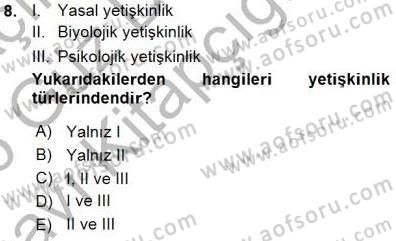 Öğretmenlikte Mesleki Gelişim Dersi 2015 - 2016 Yılı (Vize) Ara Sınavı 8. Soru