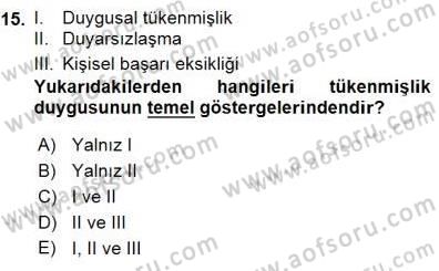 Öğretmenlikte Mesleki Gelişim Dersi 2015 - 2016 Yılı (Final) Dönem Sonu Sınavı 15. Soru