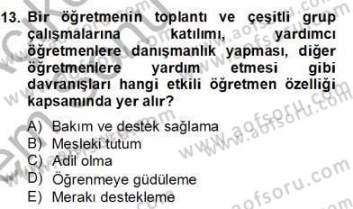 Okulöncesi Dönemde Değerler Eğitimi Dersi 2012 - 2013 Yılı (Final) Dönem Sonu Sınav Soruları 13. Soru