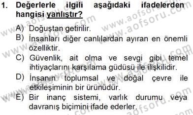 Okulöncesi Dönemde Değerler Eğitimi Dersi 2013 - 2014 Yılı Tek Ders Sınav Soruları 1. Soru