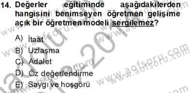 Okulöncesi Dönemde Değerler Eğitimi Dersi 2013 - 2014 Yılı Tek Ders Sınav Soruları 14. Soru