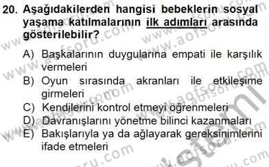 Okulöncesi Dönemde Değerler Eğitimi Dersi 2014 - 2015 Yılı (Vize) Ara Sınav Soruları 20. Soru