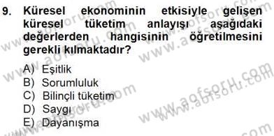 Okulöncesi Dönemde Değerler Eğitimi Dersi 2014 - 2015 Yılı (Vize) Ara Sınav Soruları 9. Soru