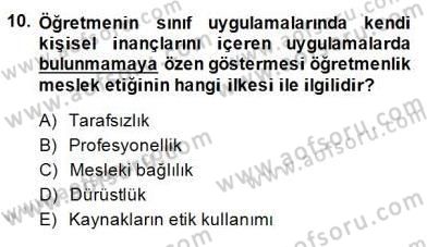 Okulöncesi Dönemde Değerler Eğitimi Dersi 2014 - 2015 Yılı (Final) Dönem Sonu Sınav Soruları 10. Soru