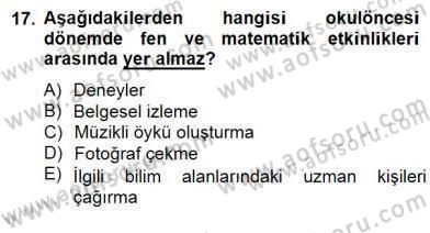 Okulöncesi Dönemde Değerler Eğitimi Dersi 2014 - 2015 Yılı (Final) Dönem Sonu Sınav Soruları 17. Soru