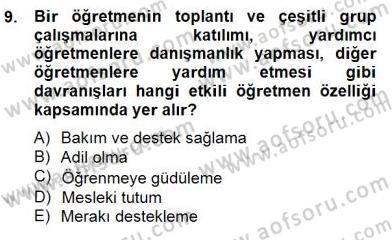 Okulöncesi Dönemde Değerler Eğitimi Dersi 2014 - 2015 Yılı (Final) Dönem Sonu Sınav Soruları 9. Soru