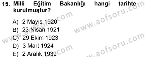 Eğitim Bilimine Giriş Dersi Ara Sınavı Deneme Sınav Soruları 15. Soru