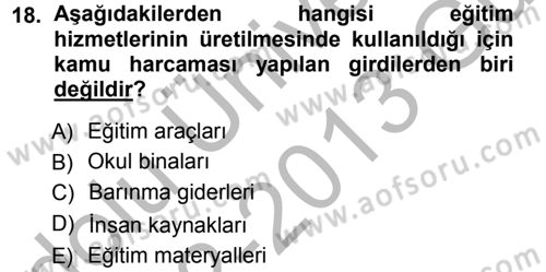 Eğitim Bilimine Giriş Dersi Ara Sınavı Deneme Sınav Soruları 18. Soru