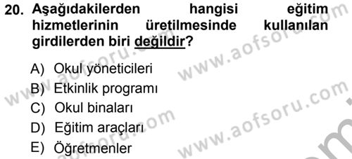 Eğitim Bilimine Giriş Dersi Ara Sınavı Deneme Sınav Soruları 20. Soru
