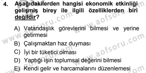 Eğitim Bilimine Giriş Dersi Ara Sınavı Deneme Sınav Soruları 4. Soru