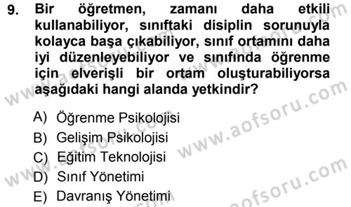 Eğitim Bilimine Giriş Dersi Ara Sınavı Deneme Sınav Soruları 9. Soru