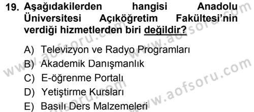 Eğitim Bilimine Giriş Dersi 2012 - 2013 Yılı (Final) Dönem Sonu Sınav Soruları 19. Soru