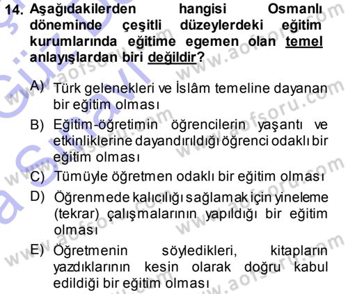 Eğitim Bilimine Giriş Dersi Ara Sınavı Deneme Sınav Soruları 14. Soru