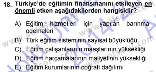 Eğitim Bilimine Giriş Dersi Ara Sınavı Deneme Sınav Soruları 18. Soru