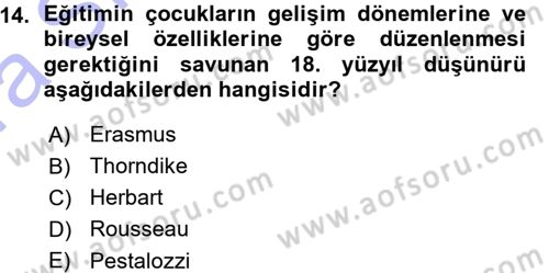 Eğitim Bilimine Giriş Dersi 2015 - 2016 Yılı (Vize) Ara Sınavı 14. Soru