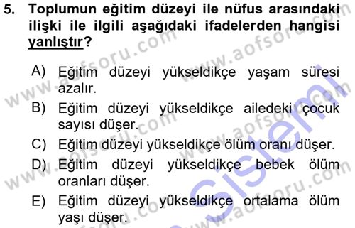 Eğitim Bilimine Giriş Dersi 2015 - 2016 Yılı (Vize) Ara Sınavı 5. Soru