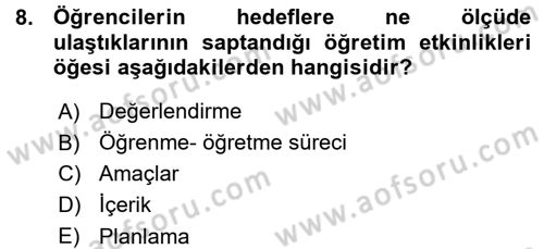 Eğitim Bilimine Giriş Dersi 2015 - 2016 Yılı (Vize) Ara Sınavı 8. Soru