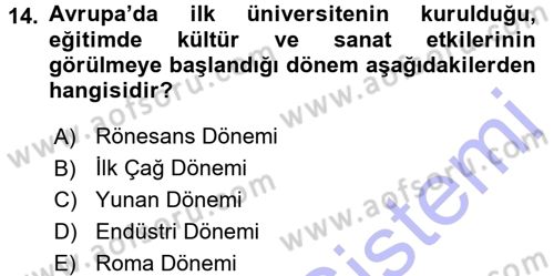 Eğitim Bilimine Giriş Dersi 2015 - 2016 Yılı (Final) Dönem Sonu Sınavı 14. Soru