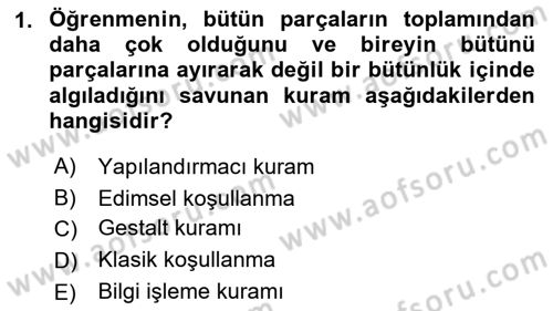 Eğitim Bilimine Giriş Dersi 2016 - 2017 Yılı 3 Ders Sınav Soruları 1. Soru