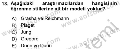 Eğitim Bilimine Giriş Dersi 2016 - 2017 Yılı 3 Ders Sınav Soruları 13. Soru