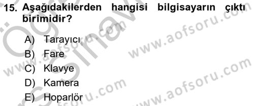 Eğitim Bilimine Giriş Dersi 2016 - 2017 Yılı 3 Ders Sınav Soruları 15. Soru