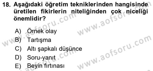 Eğitim Bilimine Giriş Dersi 2016 - 2017 Yılı 3 Ders Sınav Soruları 18. Soru