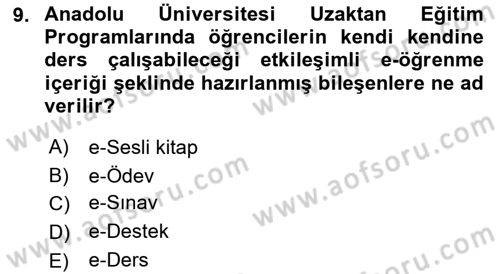 Eğitim Bilimine Giriş Dersi 2016 - 2017 Yılı 3 Ders Sınav Soruları 9. Soru