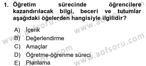 Eğitim Bilimine Giriş Dersi Ara Sınavı Deneme Sınav Soruları 1. Soru