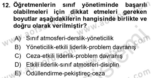 Eğitim Bilimine Giriş Dersi Ara Sınavı Deneme Sınav Soruları 12. Soru