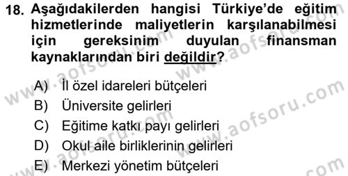 Eğitim Bilimine Giriş Dersi Ara Sınavı Deneme Sınav Soruları 18. Soru