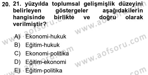 Eğitim Bilimine Giriş Dersi Ara Sınavı Deneme Sınav Soruları 20. Soru