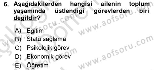 Eğitim Bilimine Giriş Dersi Ara Sınavı Deneme Sınav Soruları 6. Soru