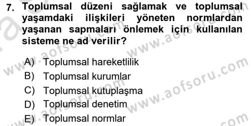 Eğitim Bilimine Giriş Dersi Ara Sınavı Deneme Sınav Soruları 7. Soru
