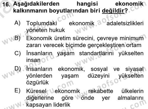 Eğitim Bilimine Giriş Dersi Ara Sınavı Deneme Sınav Soruları 16. Soru