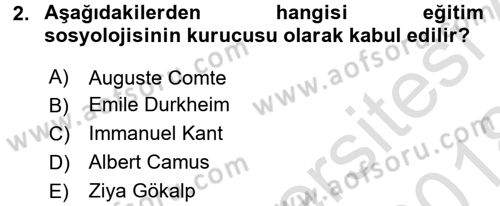 Eğitim Bilimine Giriş Dersi 2017 - 2018 Yılı (Vize) Ara Sınav Soruları 2. Soru