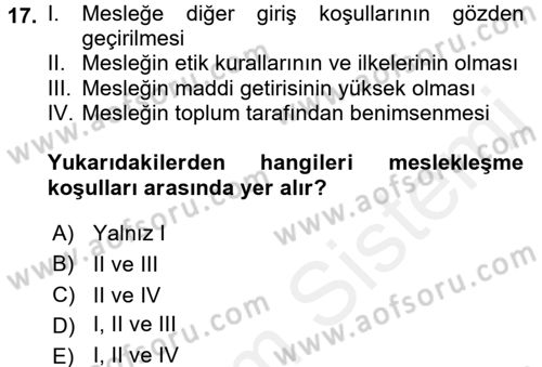 Eğitim Bilimine Giriş Dersi 2017 - 2018 Yılı (Final) Dönem Sonu Sınav Soruları 17. Soru