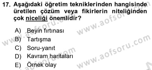 Eğitim Bilimine Giriş Dersi 2018 - 2019 Yılı 3 Ders Sınavı 17. Soru