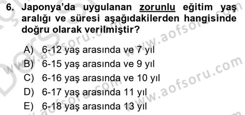 Eğitim Bilimine Giriş Dersi 2018 - 2019 Yılı 3 Ders Sınavı 6. Soru