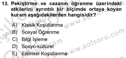Eğitim Bilimine Giriş Dersi 2023 - 2024 Yılı (Vize) Ara Sınav Soruları 13. Soru