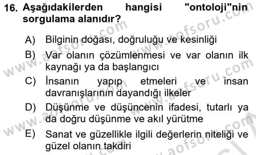 Eğitim Bilimine Giriş Dersi 2023 - 2024 Yılı (Vize) Ara Sınav Soruları 16. Soru